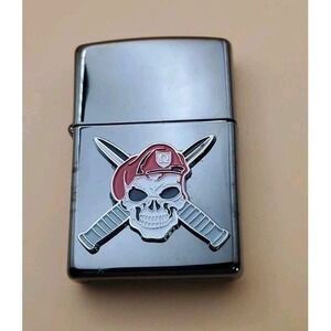 Zippo Lighter With A Soldier Of Death Medallion, Polished Black Chrome